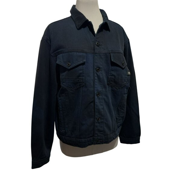 Womens Denim Jacket Oversized G-Star RAW Sz M Dark Wash Boxy Heavywt Trucker - Picture 2 of 9